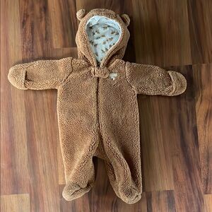 Brown cozy teddy bear footie onesie